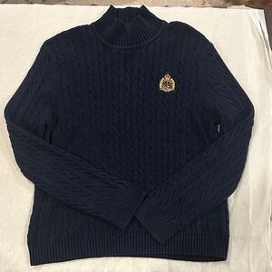 Lauren Ralph Lauren Navy Cable Knit Turtleneck Sweater